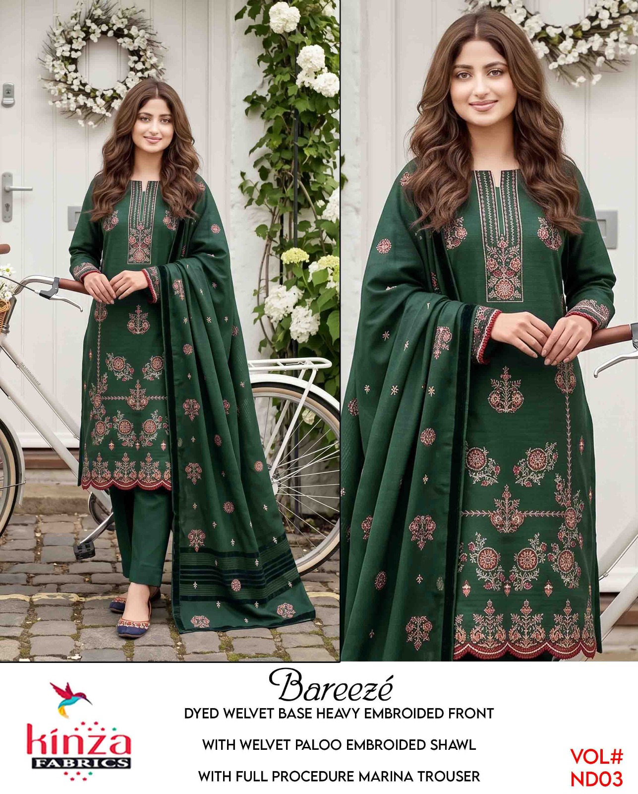 Dhanak embroidered luxury unstitched 3pc suit
